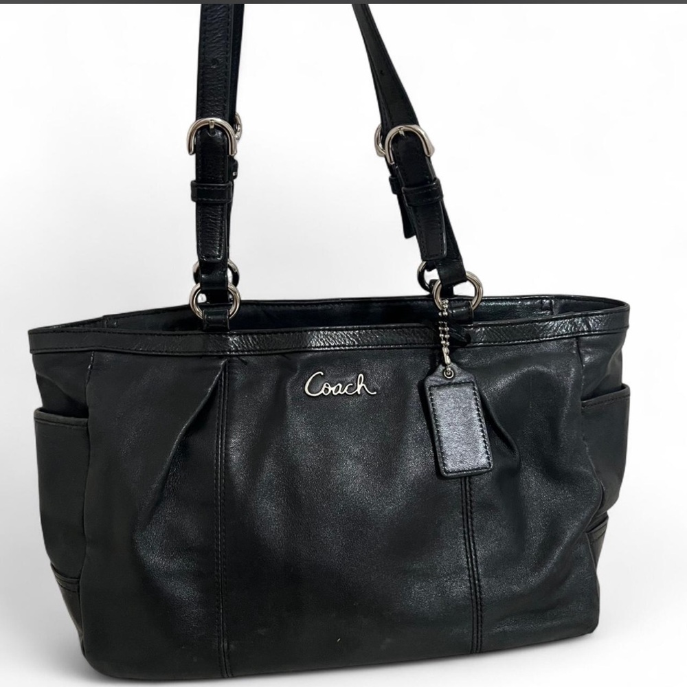 Coach Gallery Leather Tote Black Shoulder Bag F17721